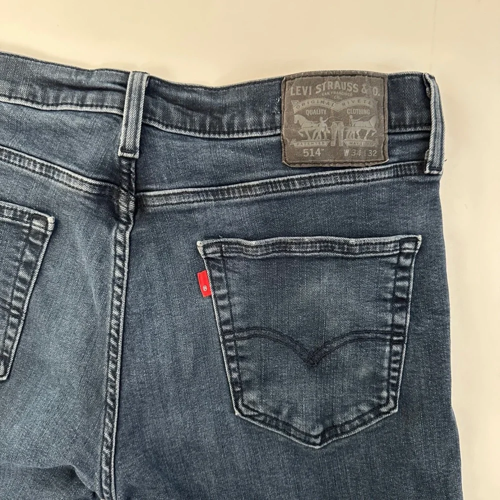 Levi's 514 Straight Fit Jeans Mens 34x32 Dark Wash Blue Denim Pants